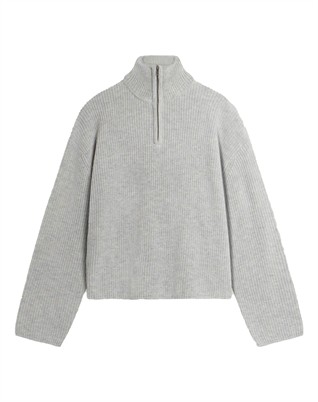 WBFang Half Zip Strick - Light Grey
